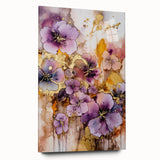 Abstract floral acrylic glass artwork showcasing vibrant colors and intricate designs, displayed from a side view to highlight its depth and texture.
