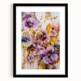 Abstract floral framed artwork with a black mat, showcasing vibrant colors and intricate designs, ideal for home decor and modern aesthetics.