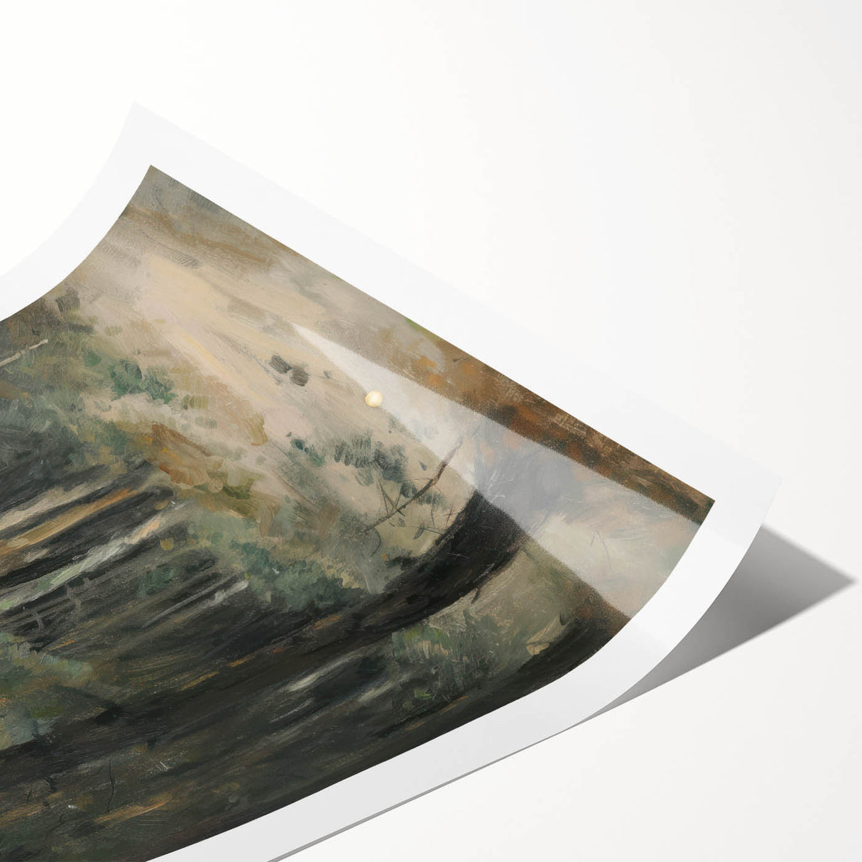 Abstract floral art print showcasing vibrant pink, orange, and green hues with intricate detailing, elegantly rolled for shipping in protective packaging.