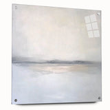 Abstract landscape art piece created with acrylic on glass, showcasing vibrant colors and intricate patterns. Side view reveals pins securing the artwork, enhancing its modern aesthetic and making it a striking decor choice.