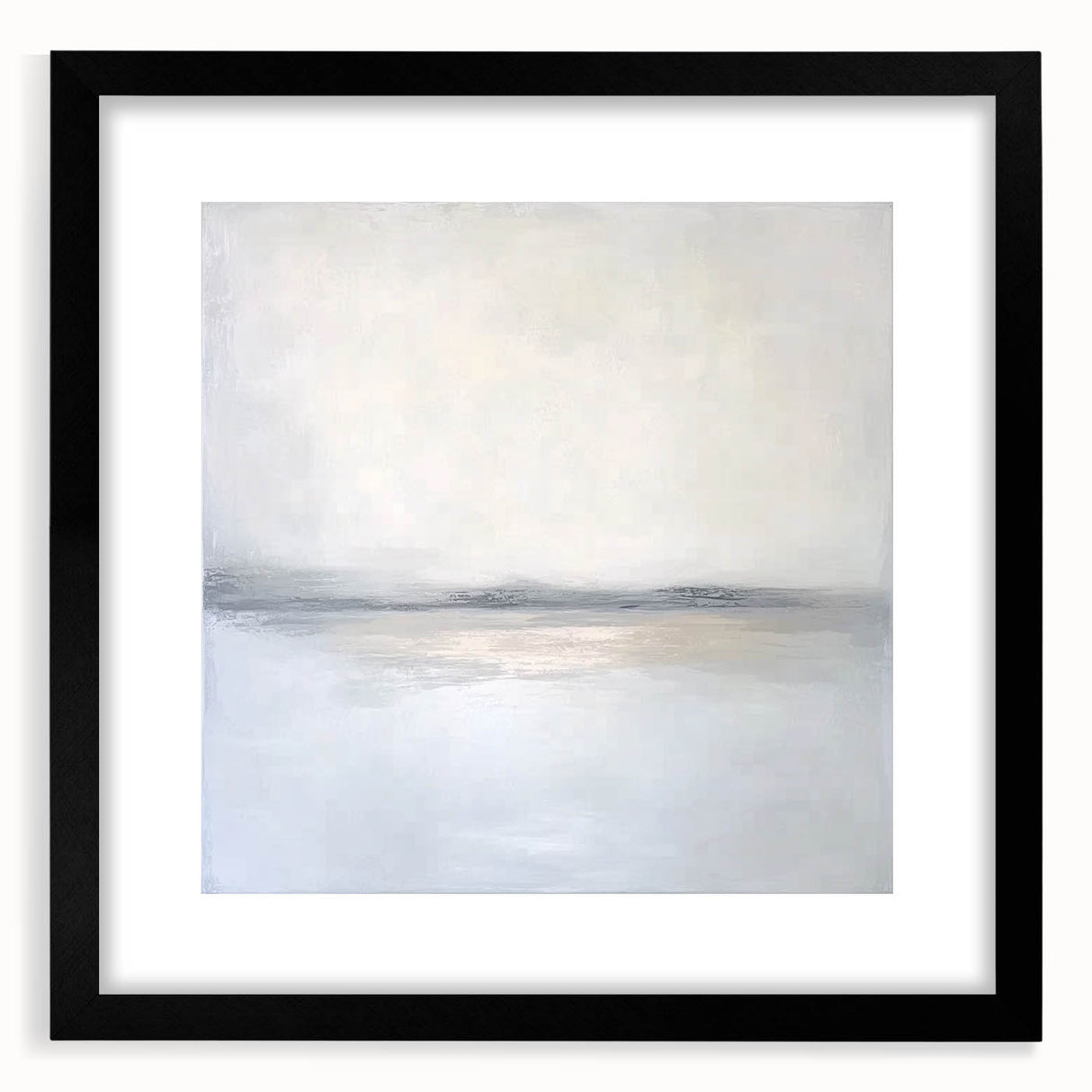 Abstract landscape artwork framed in a sleek black mat, showcasing vibrant colors and dynamic shapes, ideal for modern home decor and interior design.