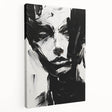 Abstract minimalist wall art in soft pastel colors, displayed as a stretched canvas with a side view, perfect for modern home decor and artistic inspiration.