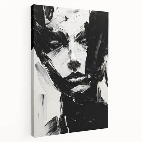 Abstract minimalist wall art in soft pastel colors, displayed as a stretched canvas with a side view, perfect for modern home decor and artistic inspiration.