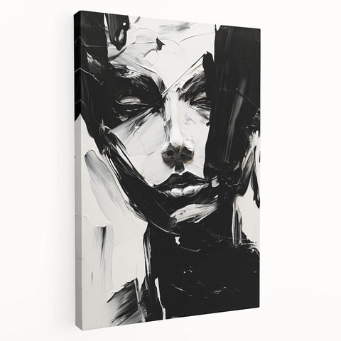 Abstract minimalist wall art in soft pastel colors, displayed as a stretched canvas with a side view, perfect for modern home decor and artistic inspiration.