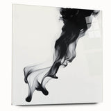 Minimalist Abstract Wall Art – Flowing Black Ink on White Canvas