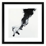 Minimalist Abstract Wall Art – Flowing Black Ink on White Canvas