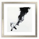 Minimalist Abstract Wall Art – Flowing Black Ink on White Canvas