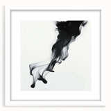 Minimalist Abstract Wall Art – Flowing Black Ink on White Canvas