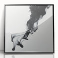 Minimalist Abstract Wall Art – Flowing Black Ink on White Canvas