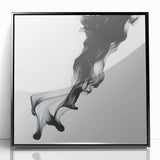 Minimalist Abstract Wall Art – Flowing Black Ink on White Canvas
