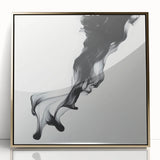 Minimalist Abstract Wall Art – Flowing Black Ink on White Canvas