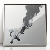 Minimalist Abstract Wall Art – Flowing Black Ink on White Canvas