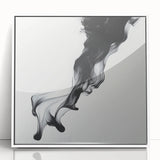 Minimalist Abstract Wall Art – Flowing Black Ink on White Canvas