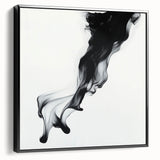 Minimalist Abstract Wall Art – Flowing Black Ink on White Canvas