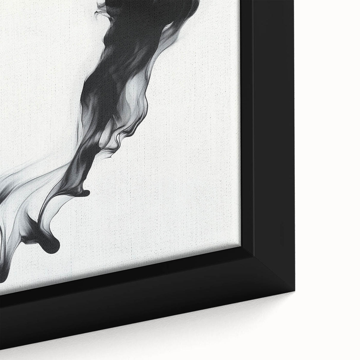 Minimalist Abstract Wall Art – Flowing Black Ink on White Canvas