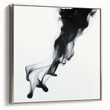 Minimalist Abstract Wall Art – Flowing Black Ink on White Canvas