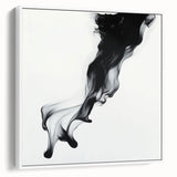 Minimalist Abstract Wall Art – Flowing Black Ink on White Canvas
