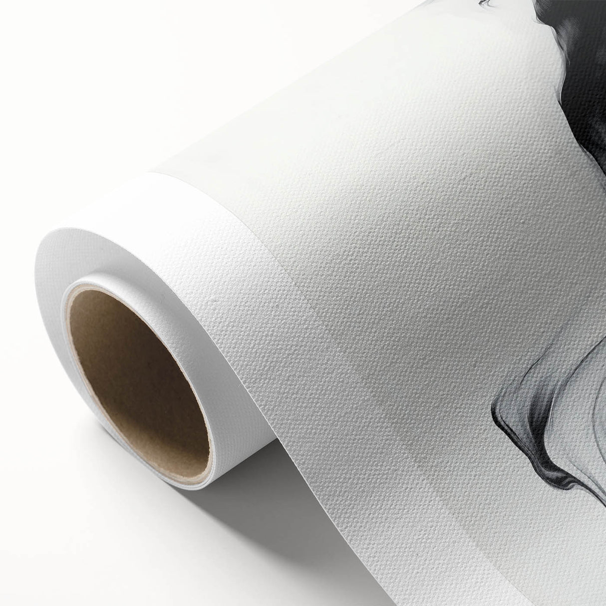 Minimalist Abstract Wall Art – Flowing Black Ink on White Canvas