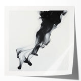 Minimalist Abstract Wall Art – Flowing Black Ink on White Canvas