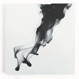 Minimalist Abstract Wall Art – Flowing Black Ink on White Canvas