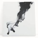 Minimalist Abstract Wall Art – Flowing Black Ink on White Canvas