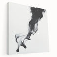 Minimalist Abstract Wall Art – Flowing Black Ink on White Canvas
