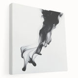 Minimalist Abstract Wall Art – Flowing Black Ink on White Canvas
