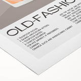 Art deco poster featuring a stylized cocktail glass in bold black and gold tones on rolled canvas.