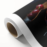 Art deco style poster featuring an array of vibrant fruits on rolled canvas, ideal for nursery wall art or dining room decor.