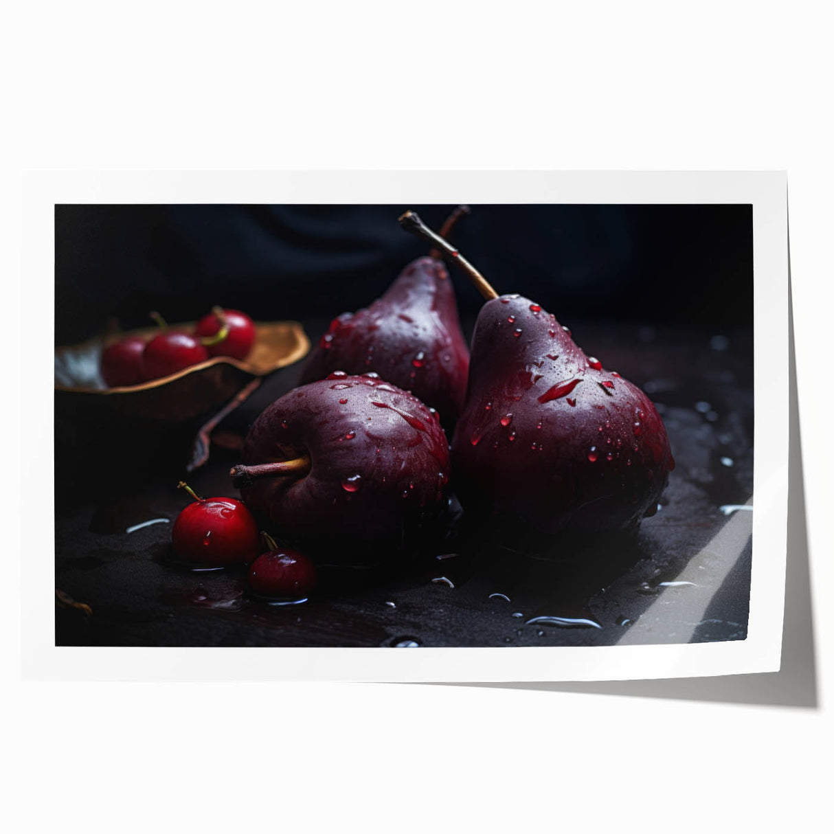 Extra large rolled canvas with vibrant watercolor fruits, ideal for dining room or kitchen decor.