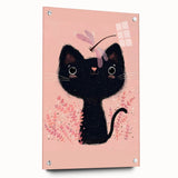 Adorable Black Cat Wall Art - Girls Room & Nursery Decor