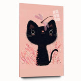 Adorable Black Cat Wall Art - Girls Room & Nursery Decor