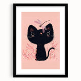 Adorable Black Cat Wall Art - Girls Room & Nursery Decor