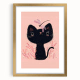 Adorable Black Cat Wall Art - Girls Room & Nursery Decor