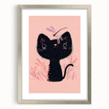 Adorable Black Cat Wall Art - Girls Room & Nursery Decor