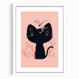 Adorable Black Cat Wall Art - Girls Room & Nursery Decor
