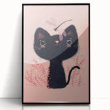 Adorable Black Cat Wall Art - Girls Room & Nursery Decor
