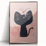 Adorable Black Cat Wall Art - Girls Room & Nursery Decor