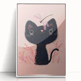 Adorable Black Cat Wall Art - Girls Room & Nursery Decor
