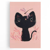 Adorable Black Cat Wall Art - Girls Room & Nursery Decor