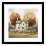 Extra large wall art featuring a textured abstract print with vibrant autumn hues on a framed black mat canvas.