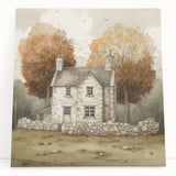 Large black and white stretched canvas depicting a minimalist tree in autumn, ideal for kitchen wall art.