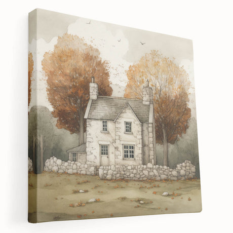 Large canvas print depicting a fall-themed abstract scene in warm orange and brown tones, suitable for kitchen wall art.