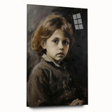 Abstract figurative acrylic artwork displayed in a modern glass frame, showcasing vibrant colors and intricate details, perfect for contemporary decor.