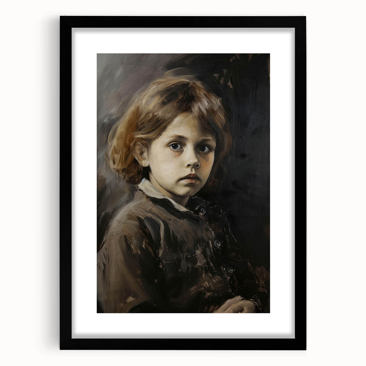 Abstract figurative wall art frame in black with a white mat, showcasing a modern design ideal for contemporary home decor. Perfect for living rooms or offices.