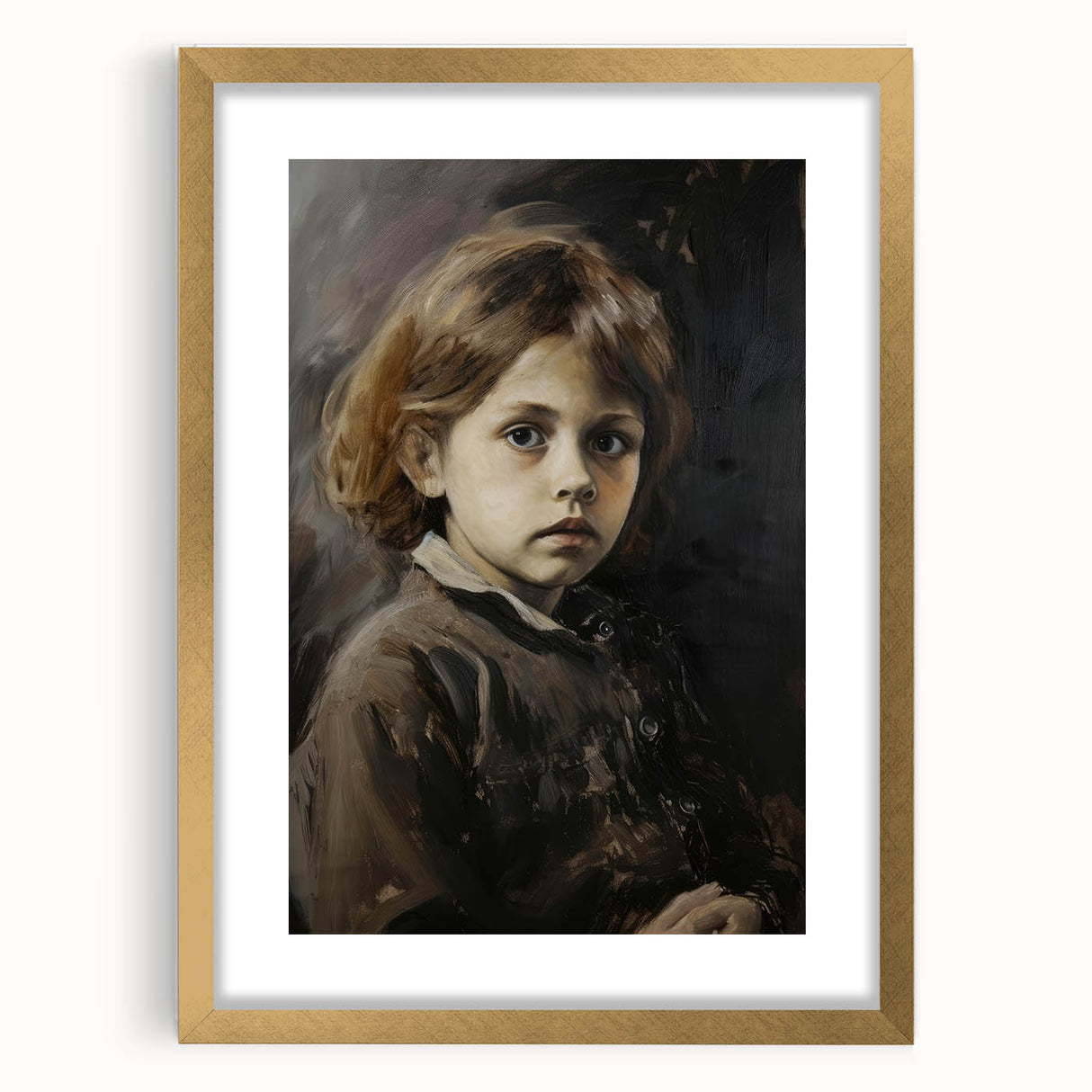 Abstract figurative art framed in gold, showcasing intricate patterns and vibrant colors, designed to enhance modern home decor aesthetics with a touch of elegance.