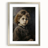 Abstract figurative frame with a silver mat, showcasing a modern art piece that combines geometric shapes and soft colors, ideal for contemporary home decor.