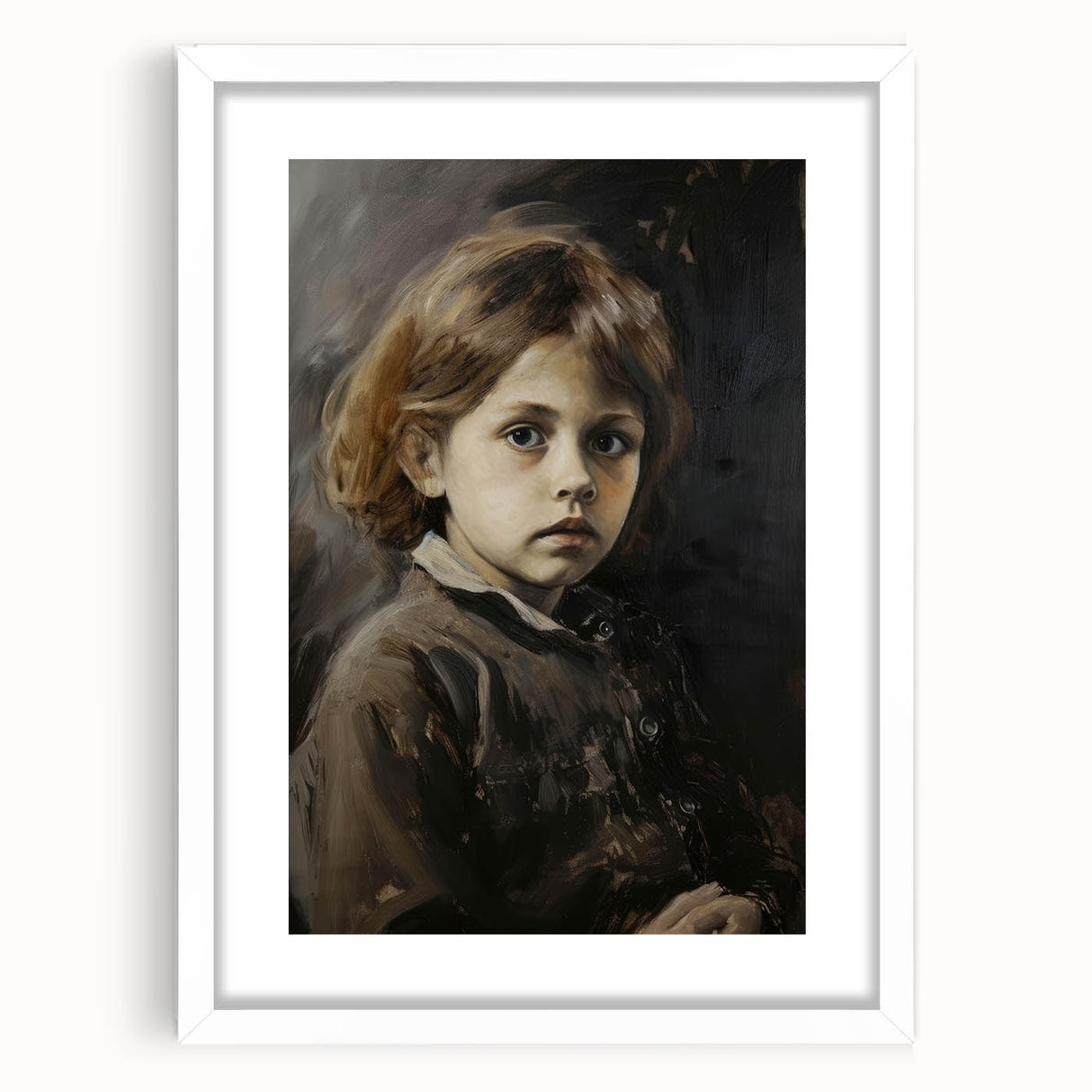 Abstract figurative frame with a white mat, showcasing a modern art piece. The frame is designed to enhance contemporary spaces, perfect for artistic decor.