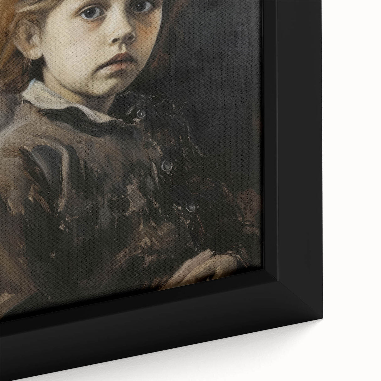 Close-up of an abstract figurative framed canvas art piece showcasing vibrant colors and intricate details, perfect for modern home decor and artistic expression.