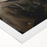 Abstract figurative art canvas featuring vibrant colors and dynamic shapes, elegantly rolled for display or storage, ideal for modern home decor.